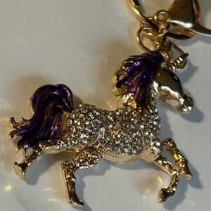 Sparkling Unicorn Keychain with Purple Accents backpack charm
